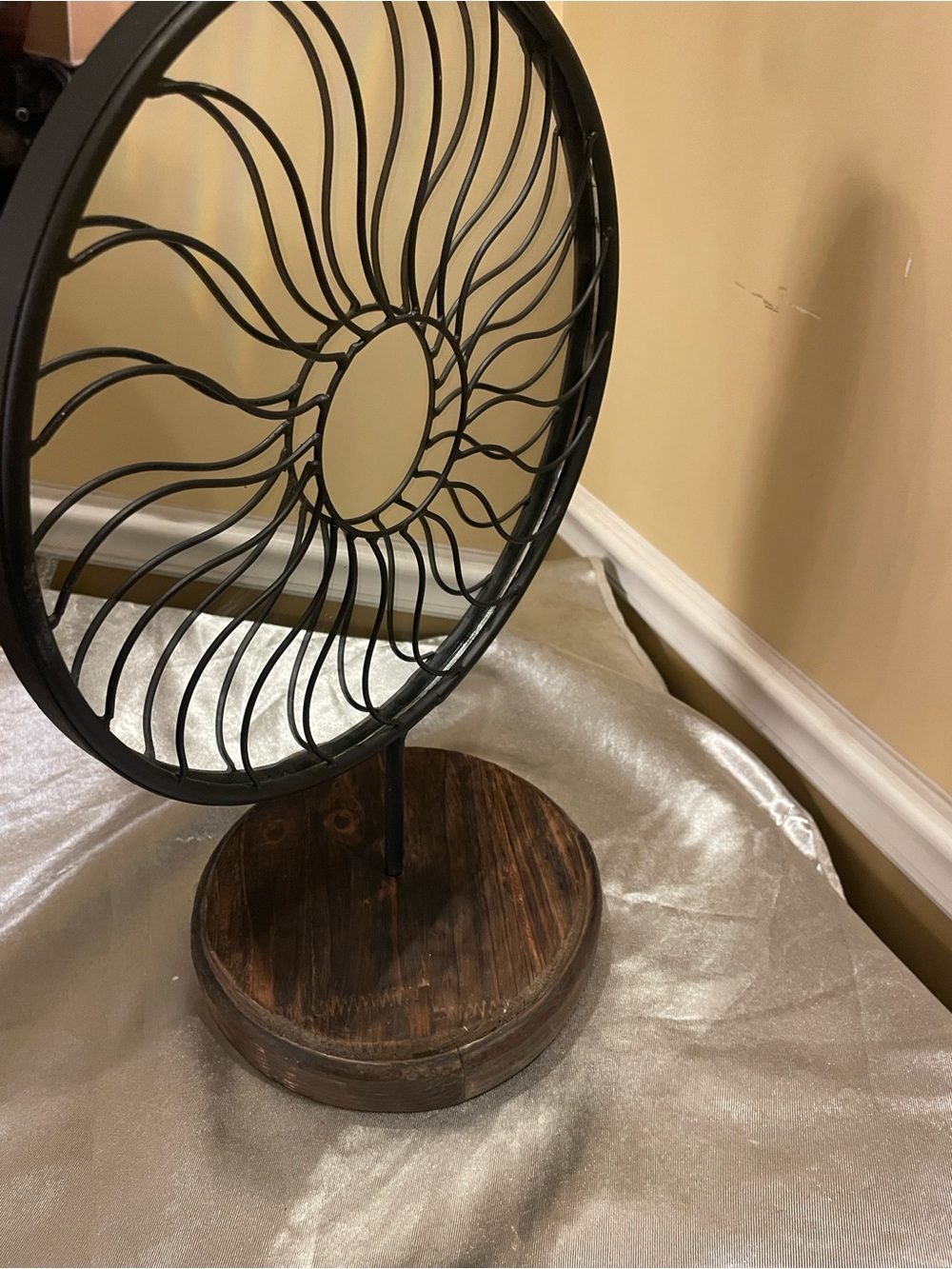 Decorative Black Metal Sunburst Table Mirror